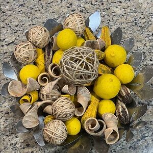 Decorative Bowl with Yellow and Natural Accents